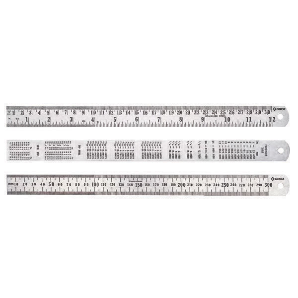 GROZ STEEL RULE IMPERIAL & METRIC 300MM / 12''